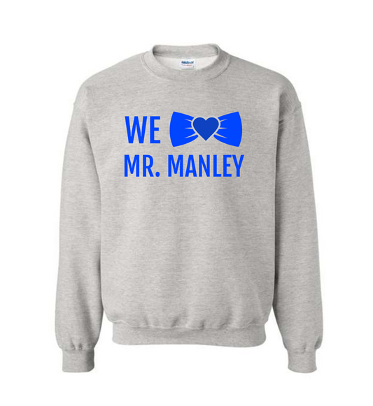 We Heart Mr. Manley Bow Tie Sweatshirt | FFE Findlay First Edition Show Choir Support Sweatshirt | Adult Soft Crewneck Sweatshirt