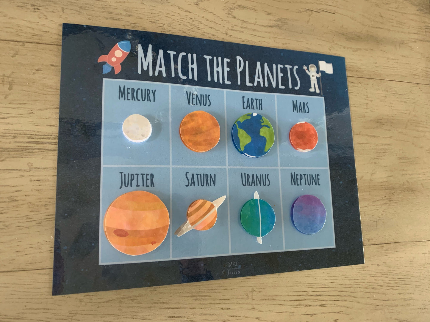Solar System Learning Planets Activity | INSTANT PRINTABLE DOWNLOAD | Planet Matching Game | Toddler Busy Binder Activities