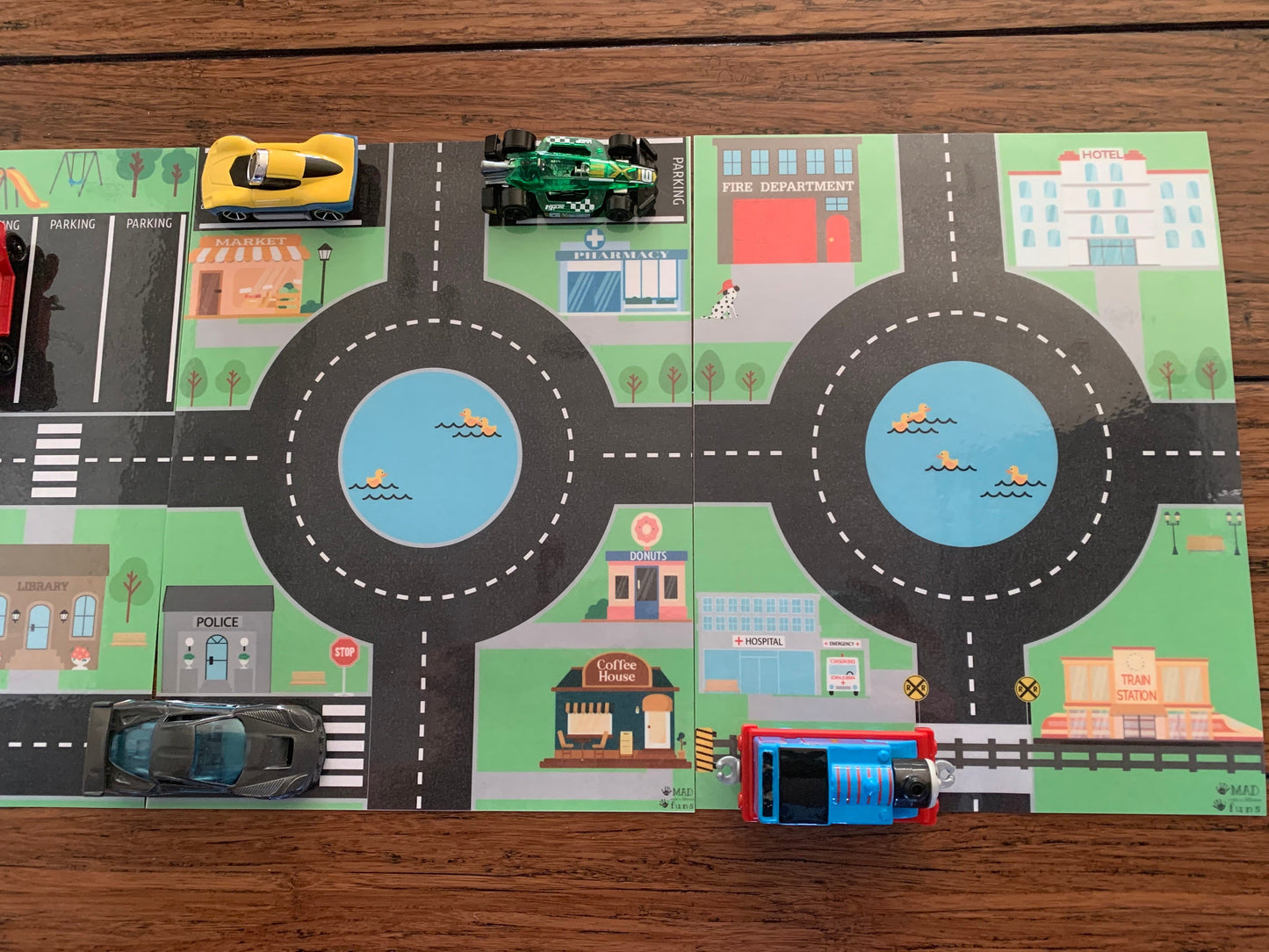 Hot Wheels Toy Car Play Mat | Toy Car Track | INSTANT PRINTABLE DOWNLOAD | Hotwheels MatchBox Car Race Track Travel | Community Town Game