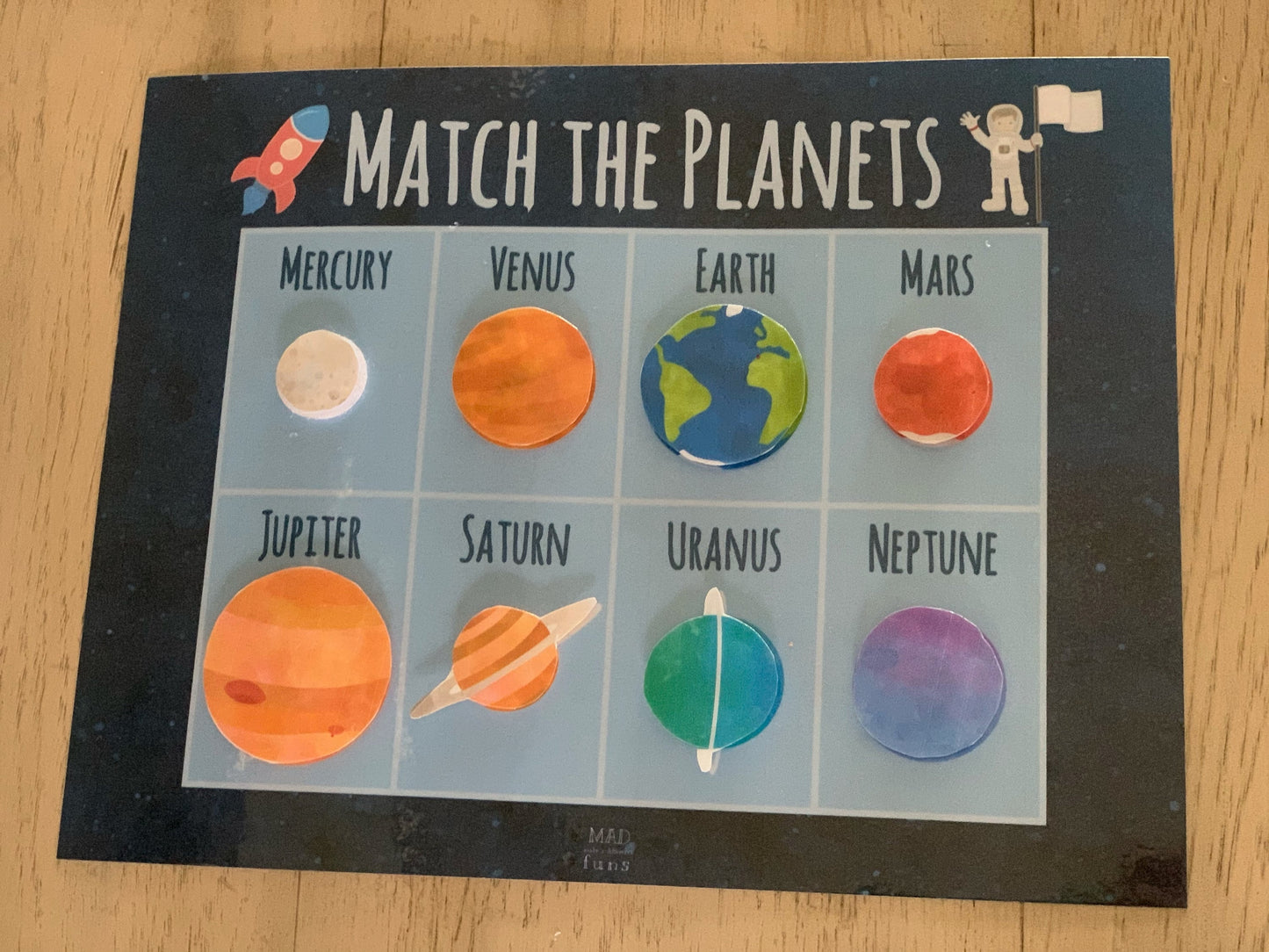 Solar System Learning Planets Activity | INSTANT PRINTABLE DOWNLOAD | Planet Matching Game | Toddler Busy Binder Activities