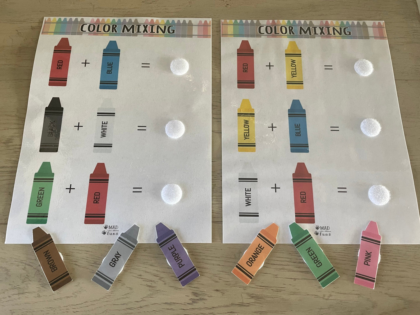 Color Mixing Crayon Activity |INSTANT PRINTABLE DOWNLOAD| Learn Colors Game Match|Toddler Busy Binder Activities|Educational Homeschool PreK