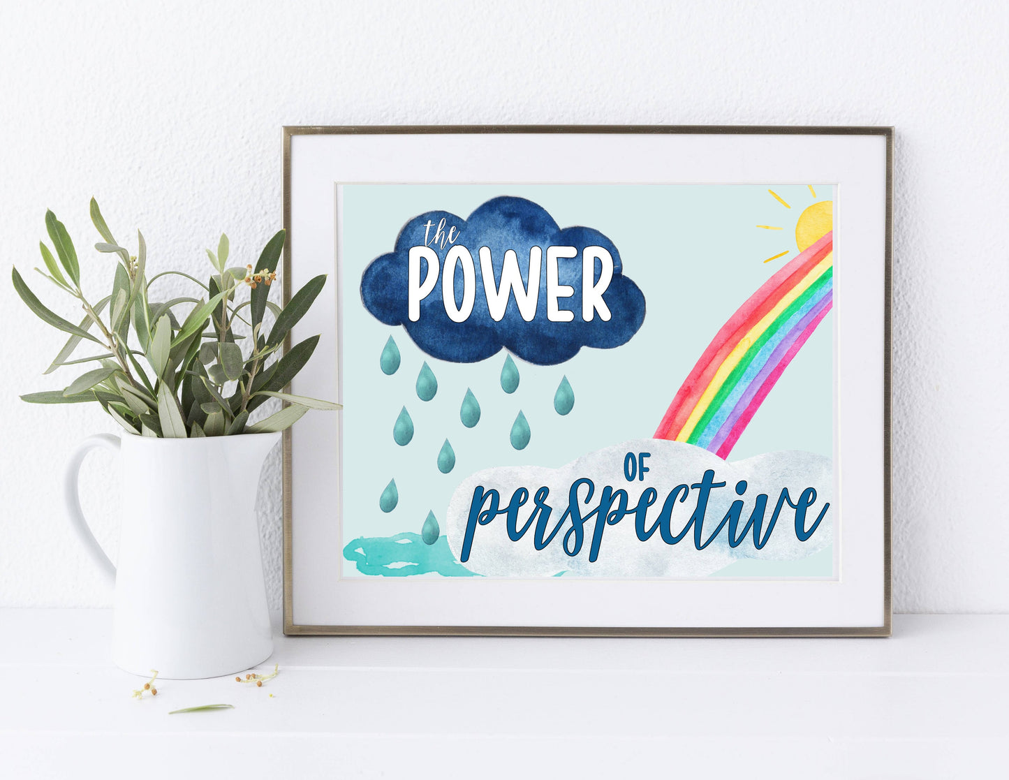 Power of Perspective Print | Digital Download| Motivational Quote Decor| Printable Wall Art| Positive Bedroom Nursery |Inspirational Rainbow