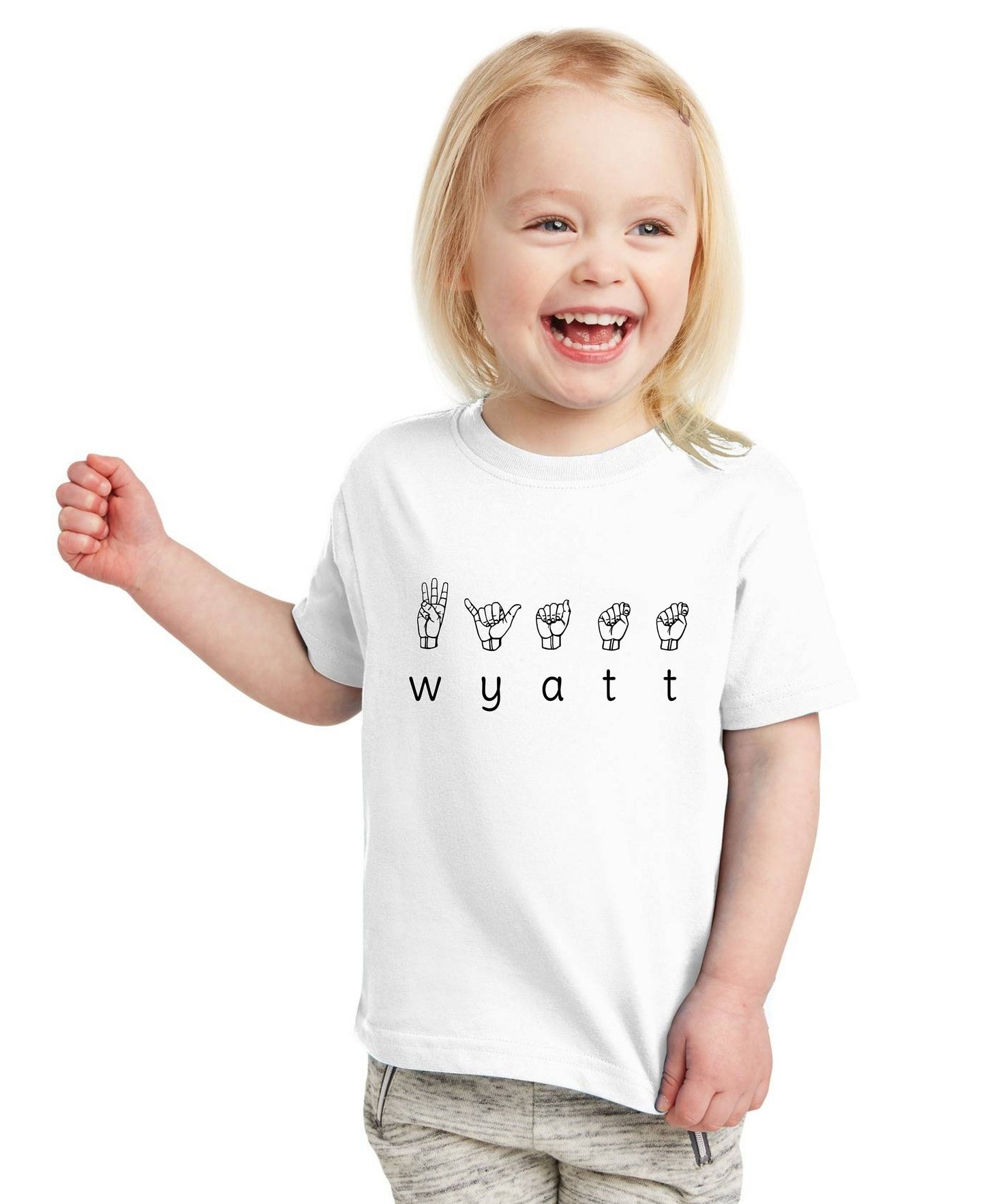 American Sign Language Custom Name Toddler T-Shirt Baby Onesie | ASL Name | Teacher Gift | Personalized Sign Name | Hand Lettering