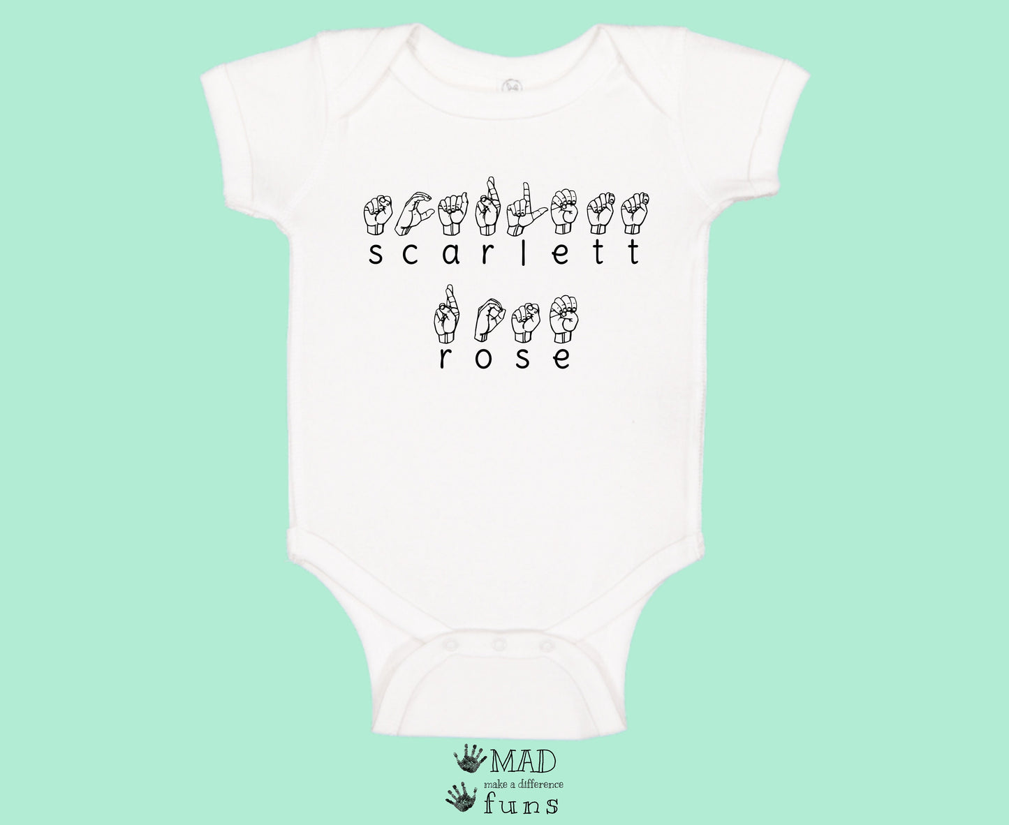 American Sign Language Custom Name Toddler T-Shirt Baby Onesie | ASL Name | Teacher Gift | Personalized Sign Name | Hand Lettering
