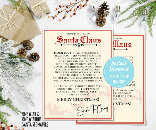 Letter From Santa Print at Home | INSTANT DOWNLOAD | Santa Claus Mail From North Pole | Kid's Christmas Note | Digital Printable