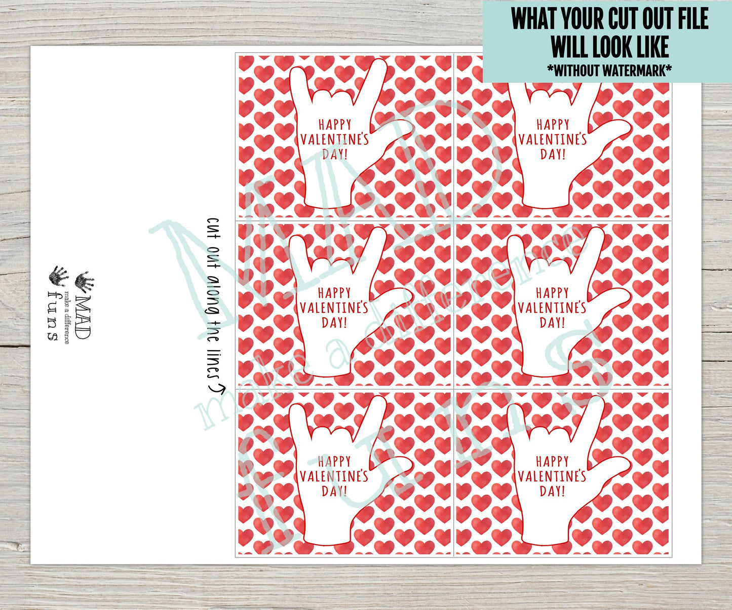 Happy Valentines Day Cards I Love You ASL Sign Language Printable Classroom |DIGITAL DOWNLOAD| Kids Deaf Interpreter Teacher School Class