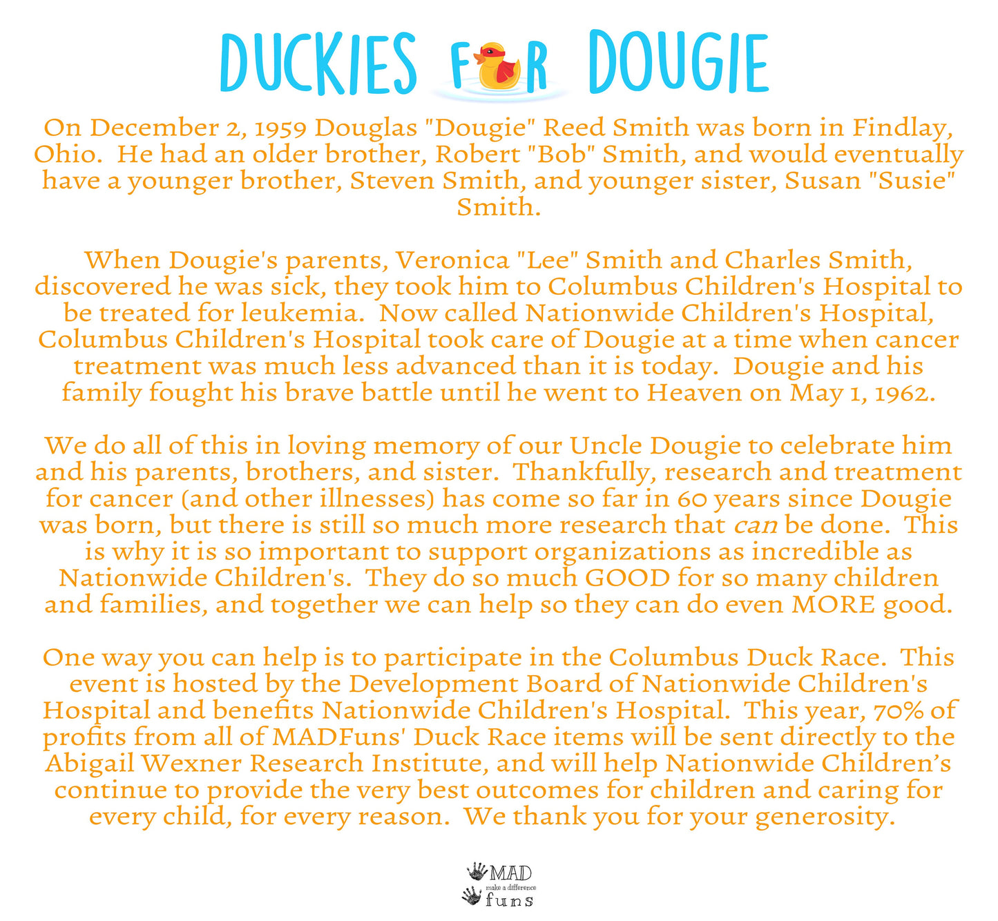 HOPE FLOATS Canvas Tote Bag | Columbus Duck Race | Super Duck Hope Bag | Benefiting Nationwide Children's | Children's Research Patient Gift