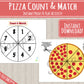 Pizza Count and Match Activity | Printable | INSTANT DOWNLOAD | Preschool | Kindergarten | Homeschool | Learning | Pizza Math