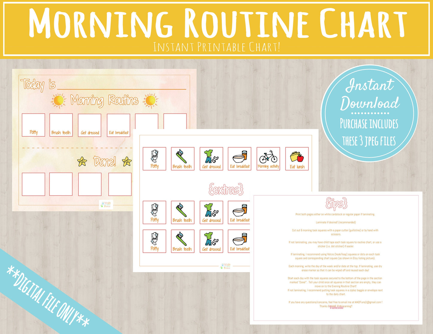 Morning Routine Chart for Toddlers | Toddler Matching Activity| INSTANT PRINTABLE DOWNLOAD| Kids Routine Printable | Daily Schedule Activity