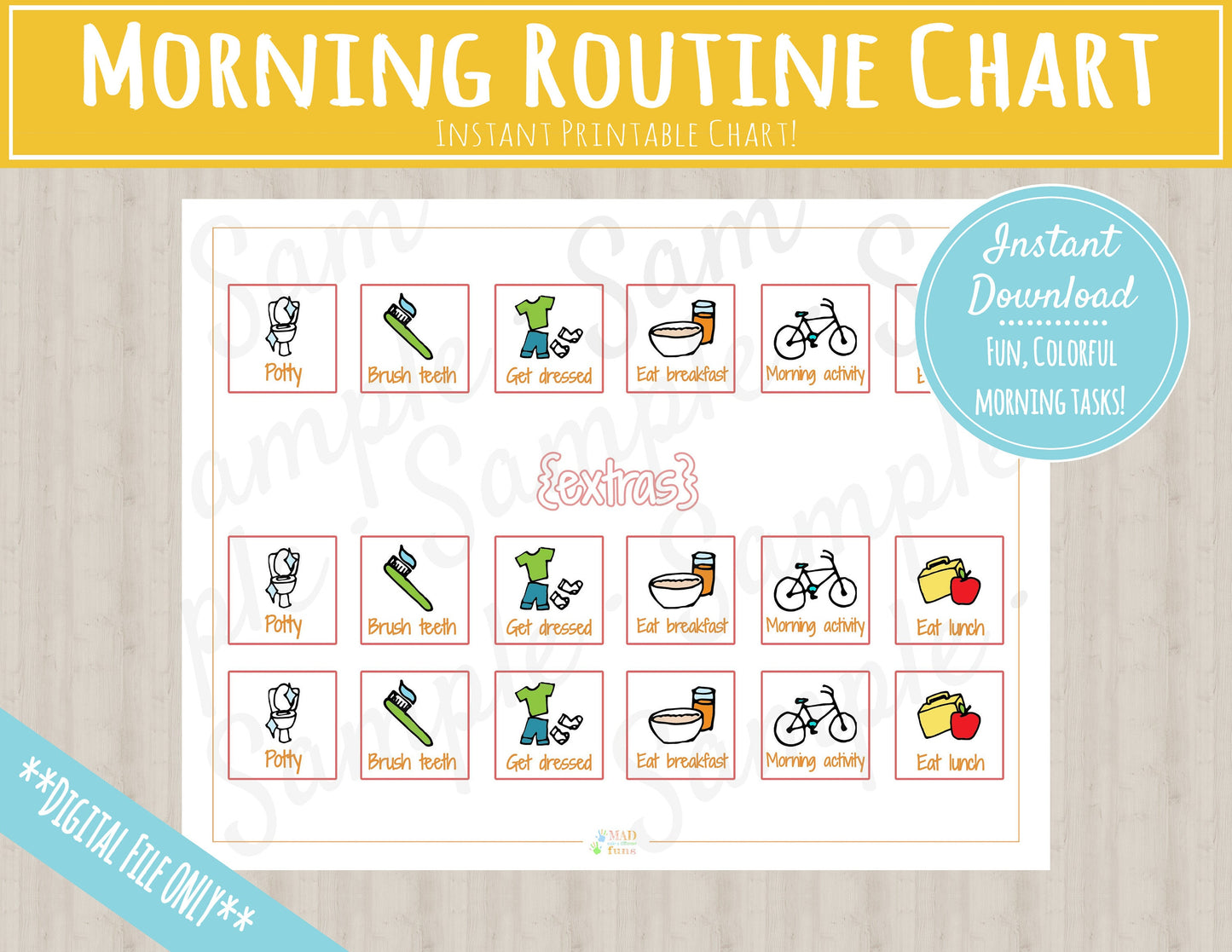 Morning Routine Chart for Toddlers | Toddler Matching Activity| INSTANT PRINTABLE DOWNLOAD| Kids Routine Printable | Daily Schedule Activity