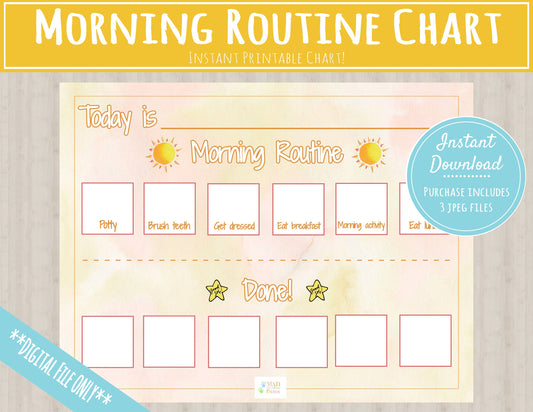 Morning Routine Chart for Toddlers | Toddler Matching Activity| INSTANT PRINTABLE DOWNLOAD| Kids Routine Printable | Daily Schedule Activity