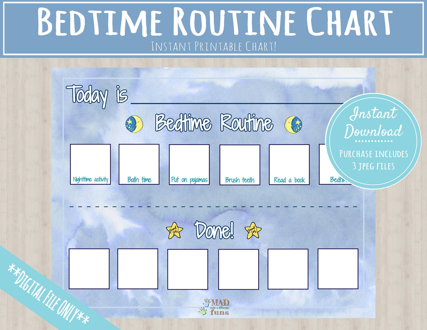 Bedtime Routine Chart for Toddlers |Toddler Matching Activity| INSTANT PRINTABLE DOWNLOAD| Kids Routine Printable| Daily Schedule Activity