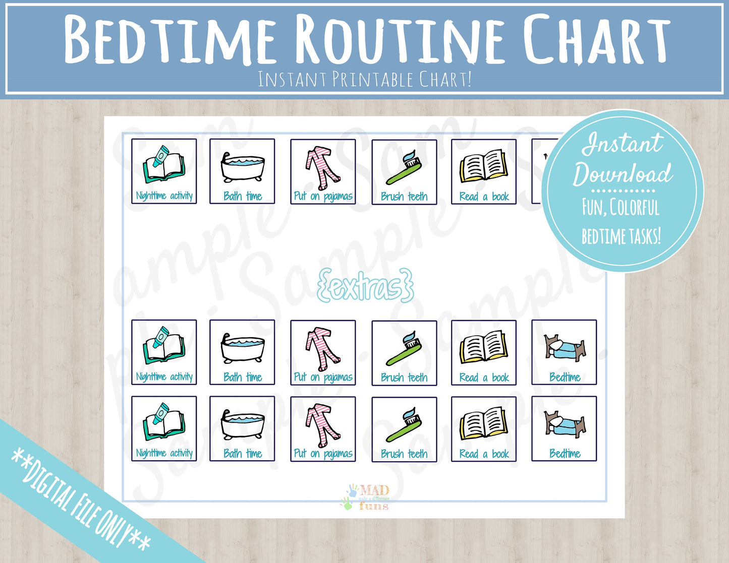 Bedtime Routine Chart for Toddlers |Toddler Matching Activity| INSTANT PRINTABLE DOWNLOAD| Kids Routine Printable| Daily Schedule Activity