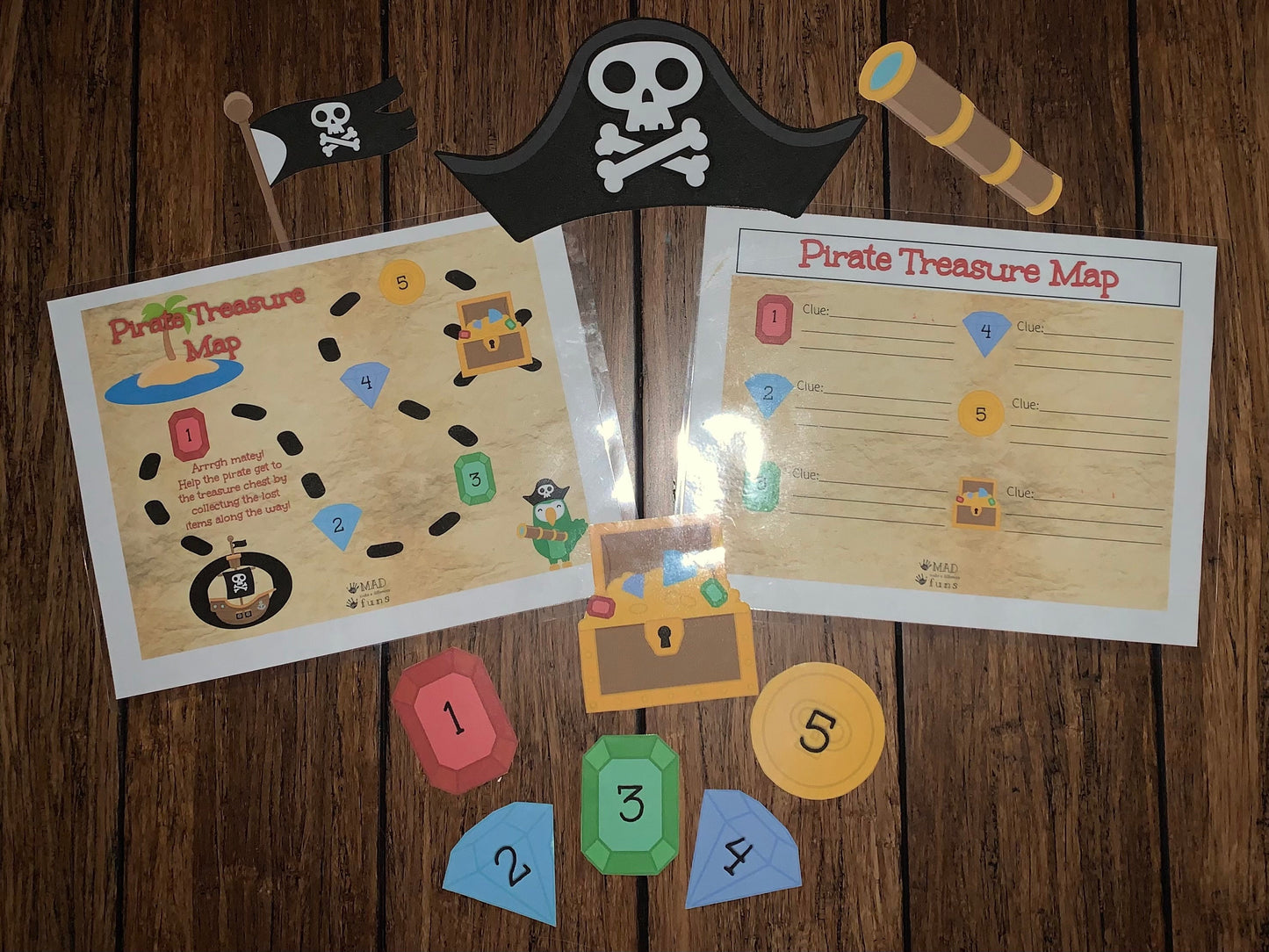 Pirate Treasure Map Activity |INSTANT PRINTABLE DOWNLOAD| Scavenger Hunt Game|Pirate Party Clues|Preschool Kindergarten Toddler Activities