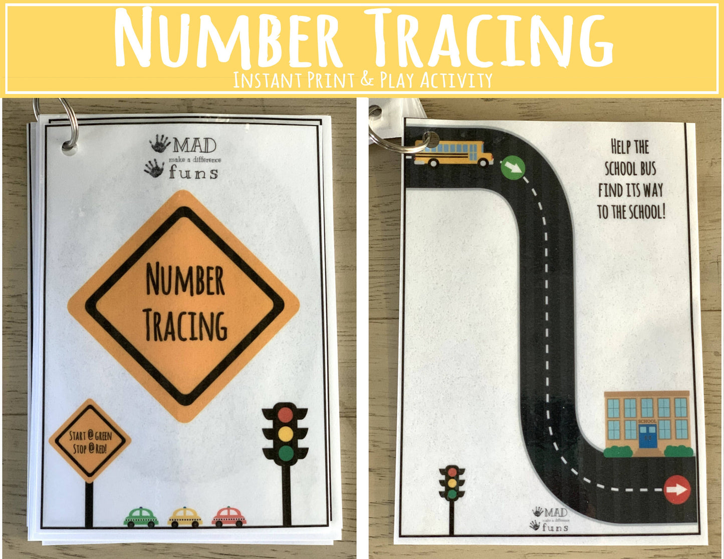 Number Tracing Flashcards | Learn Numbers with Cars and Roads | INSTANT PRINTABLE DOWNLOAD | Preschool Kindergarten Toddler Activities