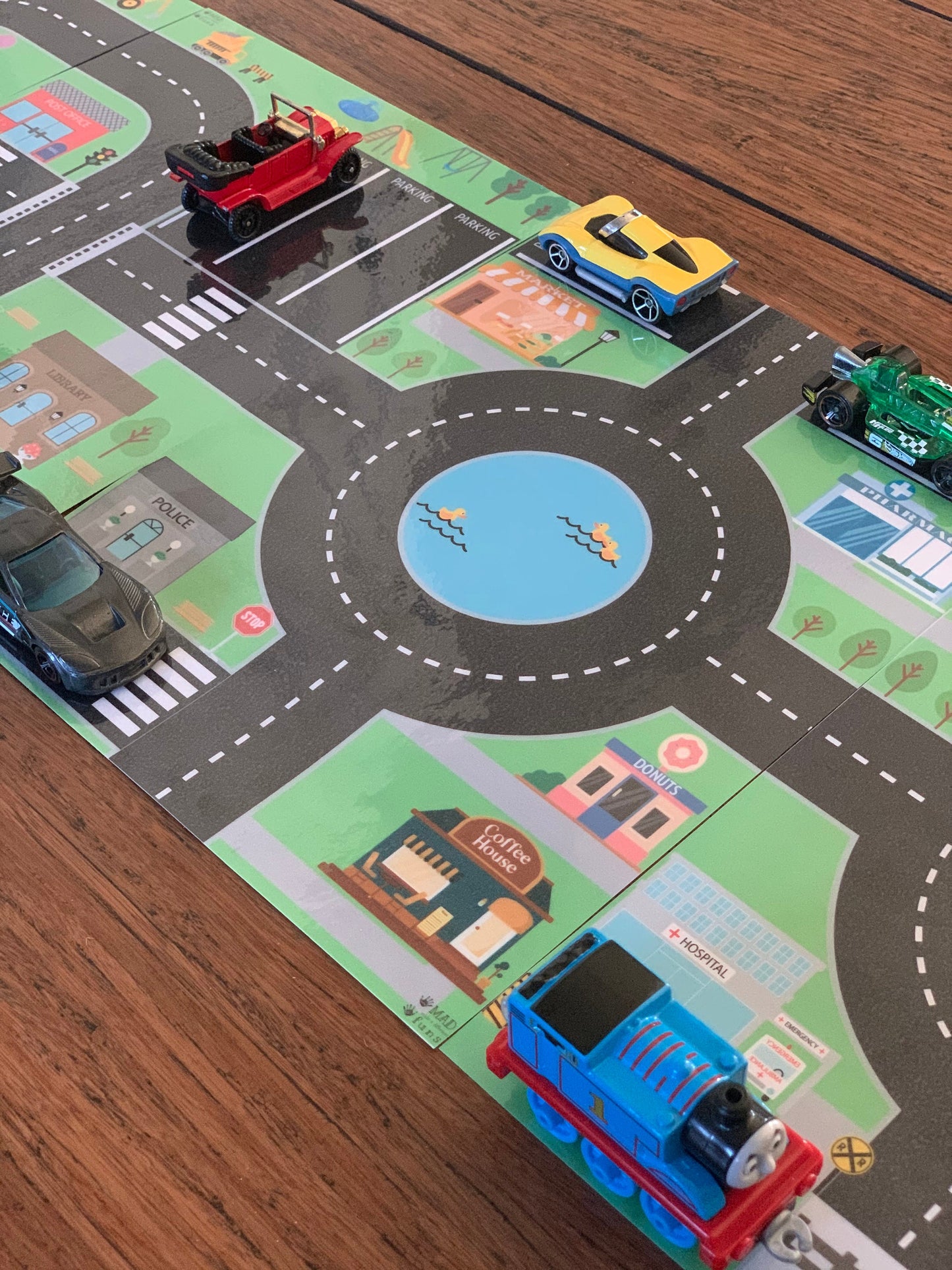 Toy Car Play Mat | INSTANT PRINTABLE DOWNLOAD | Kids Road Map Town | Hot Wheels MatchBox Car Race Track | Community Town Game