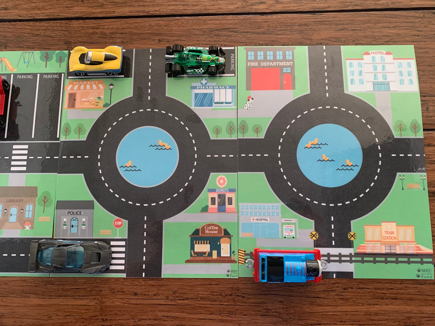 Toy Car Play Mat | INSTANT PRINTABLE DOWNLOAD | Kids Road Map Town | Hot Wheels MatchBox Car Race Track | Community Town Game
