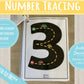 Number Tracing Flashcards | Learn Numbers with Cars and Roads | INSTANT PRINTABLE DOWNLOAD | Preschool Kindergarten Toddler Activities