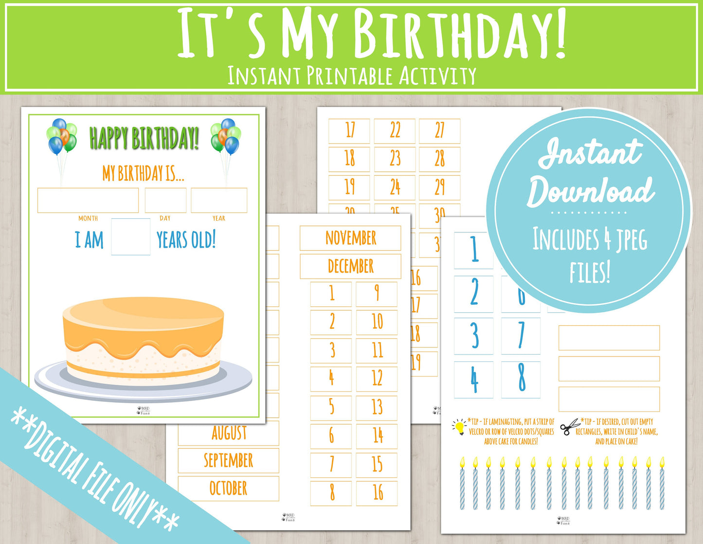 Learn My Birthday Activity | INSTANT PRINTABLE DOWNLOAD| Toddler Happy Birthday| Toddler Busy Binder Activities| Educational Homeschool PreK