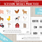 Farm Animal Scissor Skills Printable Activity | Busy Binder Worksheet | INSTANT DOWNLOAD | Toddler Preschool Kindergarten | Cutting Practice