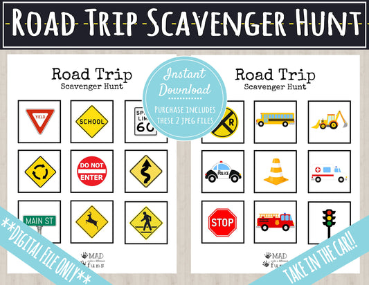 Road Trip Scavenger Hunt Printable Activity| Busy Binder Worksheet| INSTANT DOWNLOAD | Toddler Preschool Kindergarten| Road Signs Car Search