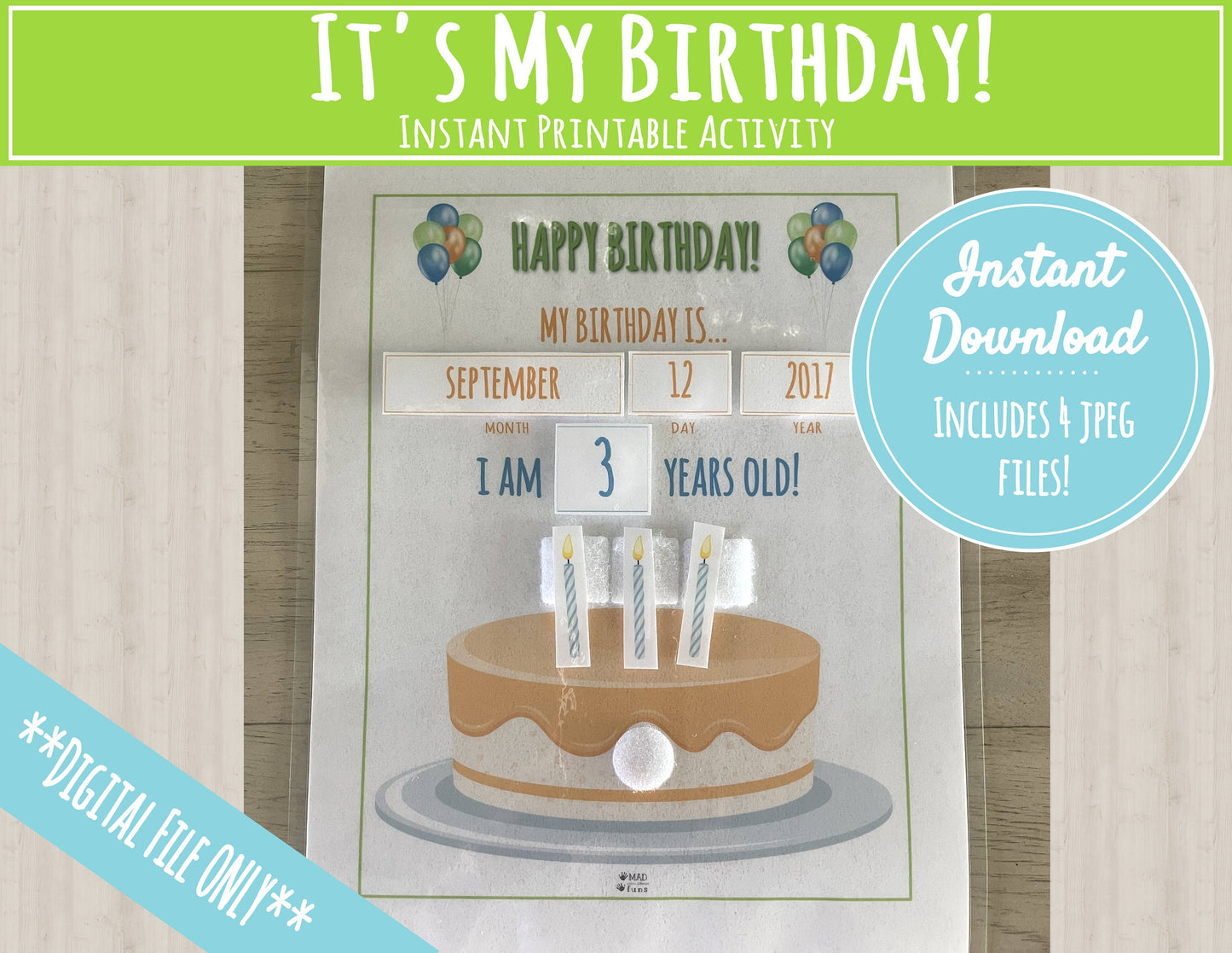 Learn My Birthday Activity | INSTANT PRINTABLE DOWNLOAD| Toddler Happy Birthday| Toddler Busy Binder Activities| Educational Homeschool PreK