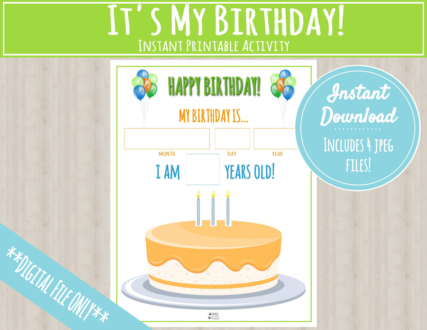 Learn My Birthday Activity | INSTANT PRINTABLE DOWNLOAD| Toddler Happy Birthday| Toddler Busy Binder Activities| Educational Homeschool PreK