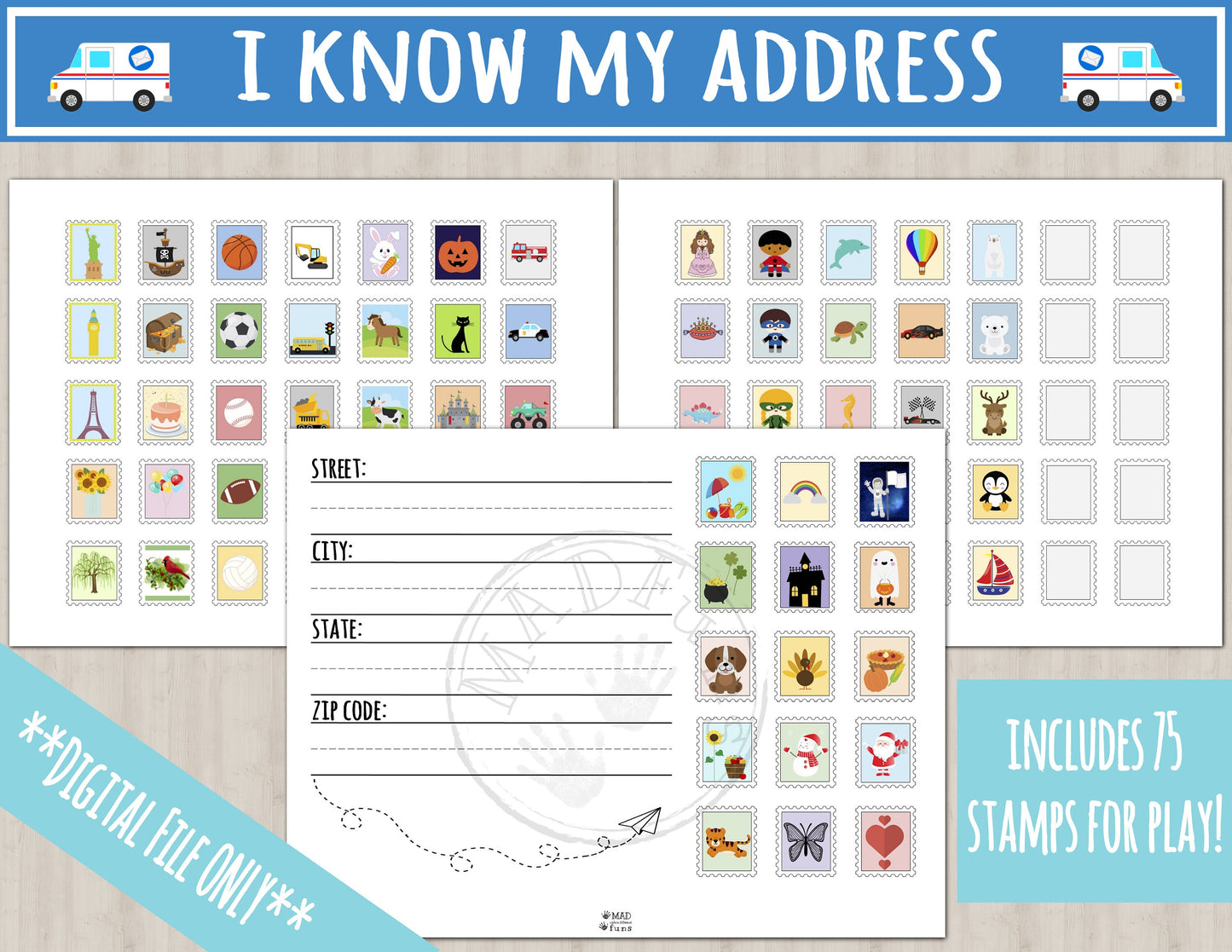 I Know My Address Printable Activity | Post Office Play Busy Binder Practice Worksheet | INSTANT DOWNLOAD | Toddler Preschool Kindergarten