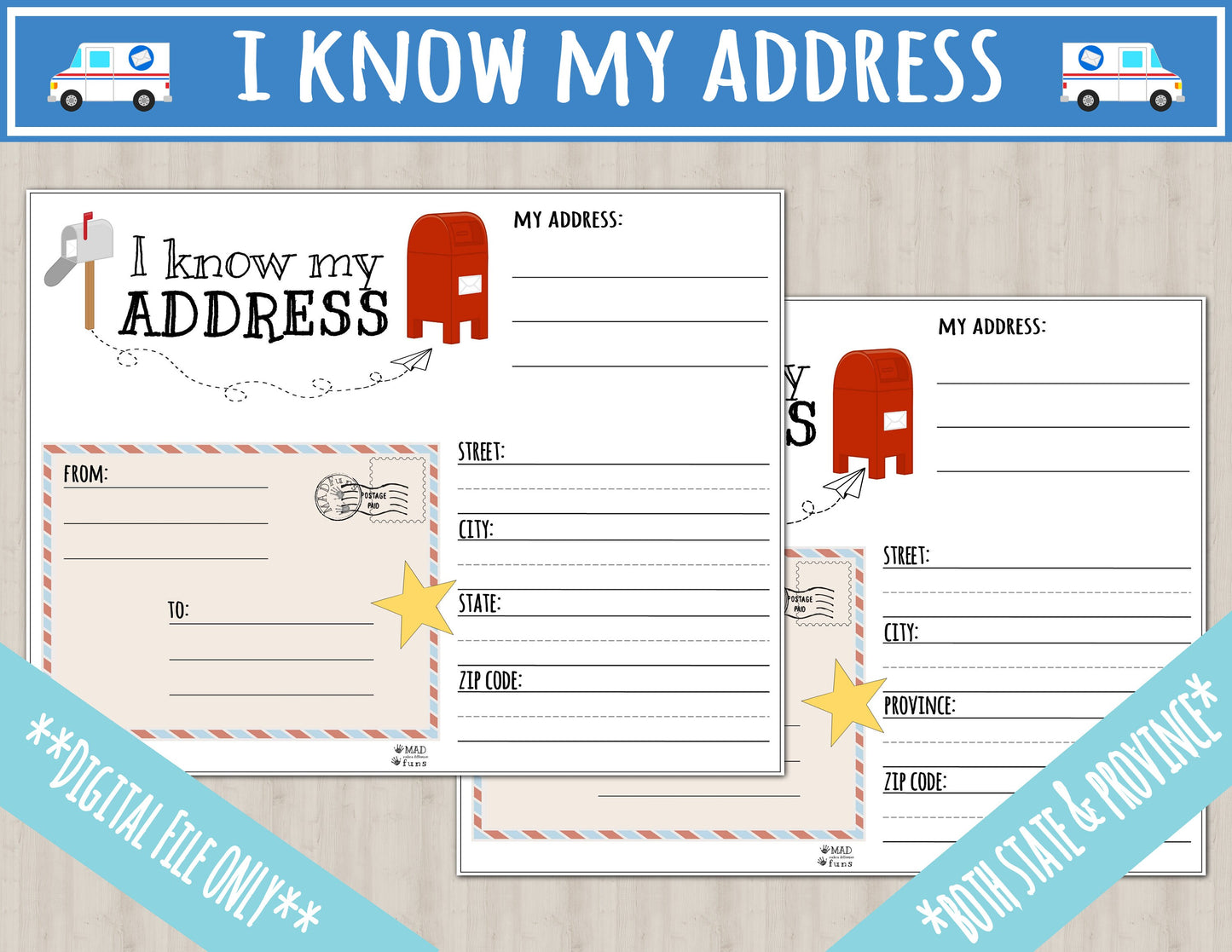 I Know My Address Printable Activity | Post Office Play Busy Binder Practice Worksheet | INSTANT DOWNLOAD | Toddler Preschool Kindergarten