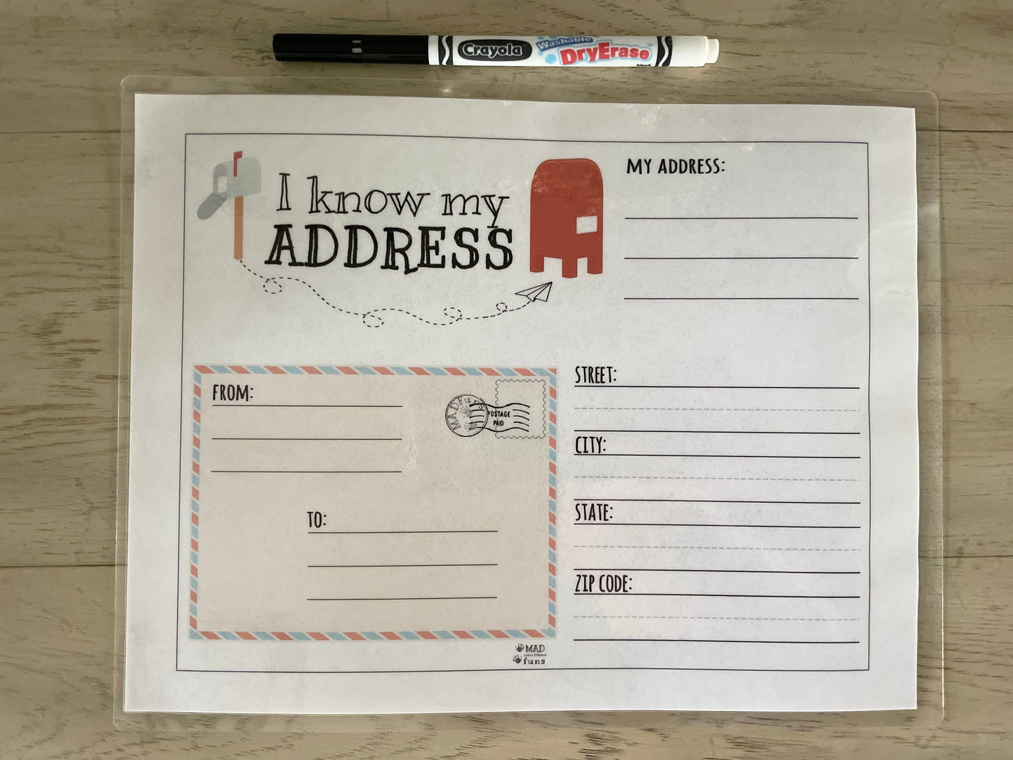 I Know My Address Printable Activity | Post Office Play Busy Binder Practice Worksheet | INSTANT DOWNLOAD | Toddler Preschool Kindergarten