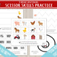 Farm Animal Scissor Skills Printable Activity | Busy Binder Worksheet | INSTANT DOWNLOAD | Toddler Preschool Kindergarten | Cutting Practice