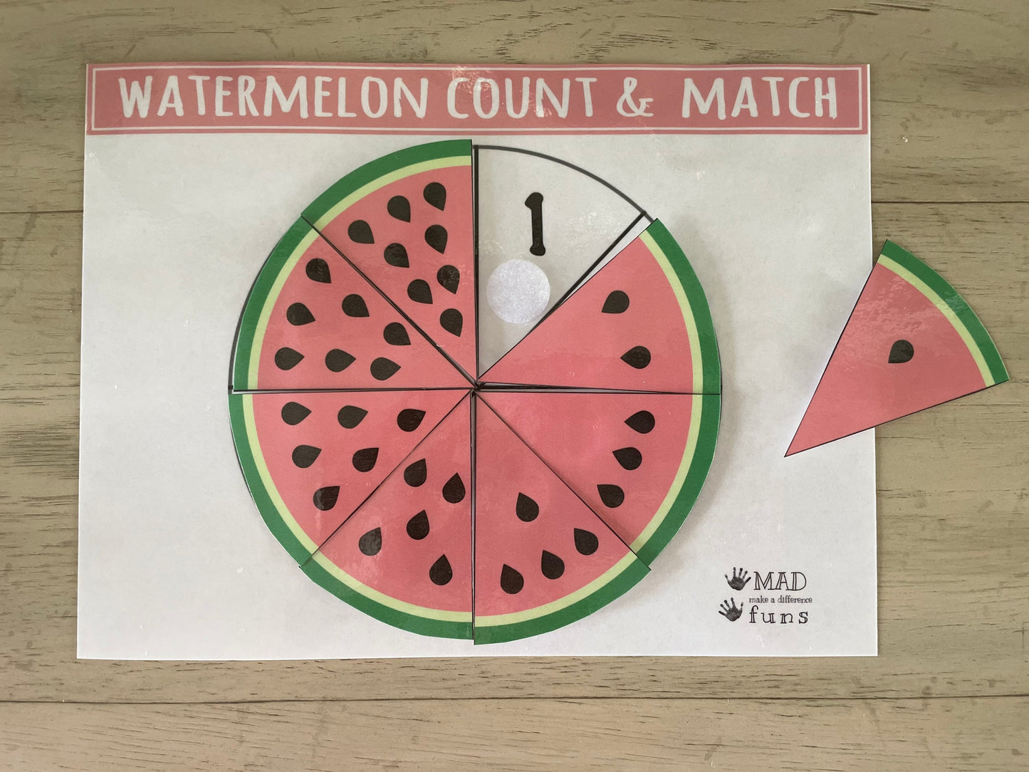 Watermelon Count and Match Activity |Printable INSTANT DOWNLOAD| Preschool Kindergarten Homeschool| Watermelon Pizza Math| Matching Toddler