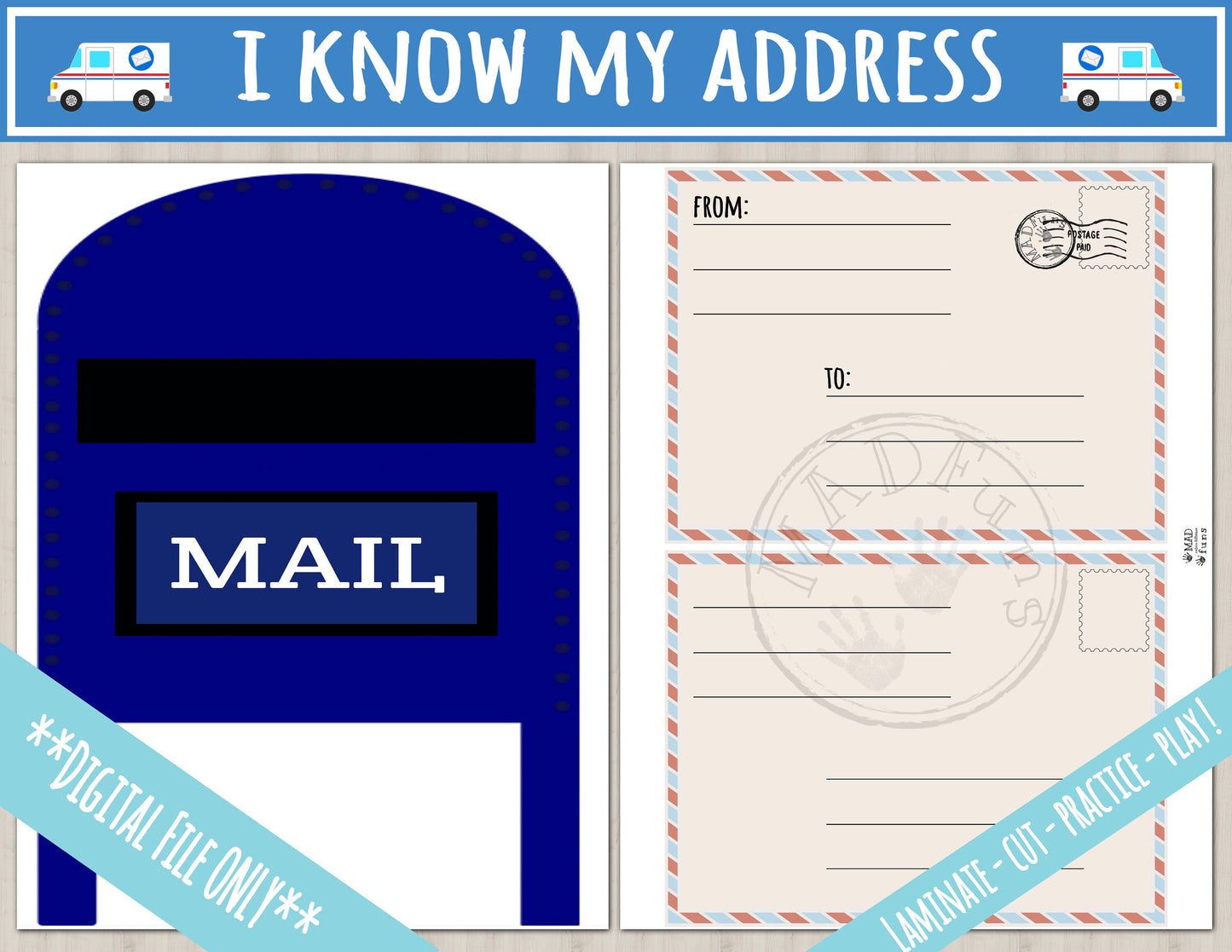 I Know My Address Printable Activity | Post Office Play Busy Binder Practice Worksheet | INSTANT DOWNLOAD | Toddler Preschool Kindergarten