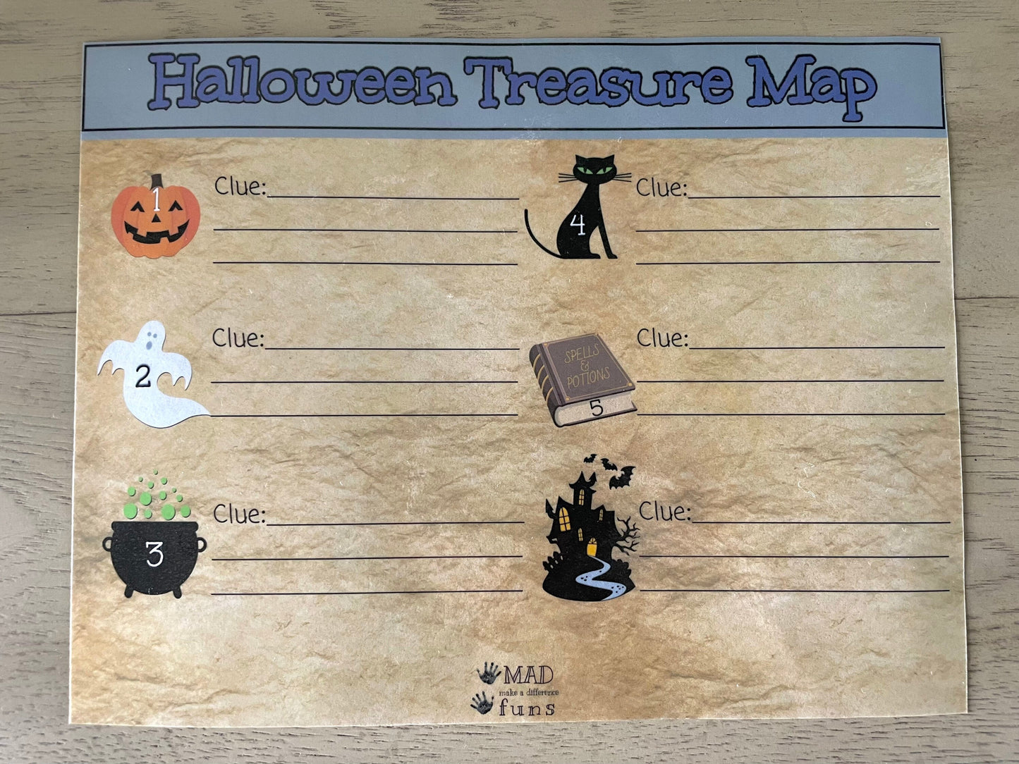 Halloween Treasure Map Activity |INSTANT PRINTABLE DOWNLOAD| Scavenger Hunt Game| Party Clues|Preschool Kindergarten Toddler Activities