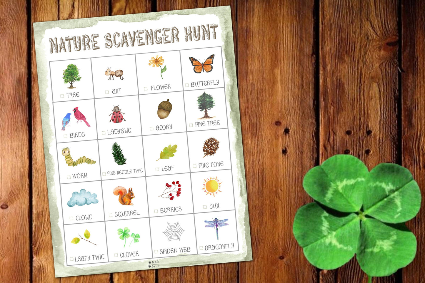 Nature Scavenger Hunt Activity|INSTANT PRINTABLE DOWNLOAD| Treasure Hunt Game| Outdoor I Spy Worksheet| Preschool Kindergarten Toddler