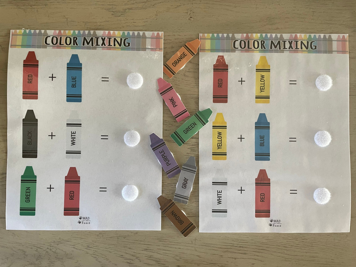 Color Mixing Crayon Activity |INSTANT PRINTABLE DOWNLOAD| Learn Colors Game Match|Toddler Busy Binder Activities|Educational Homeschool PreK