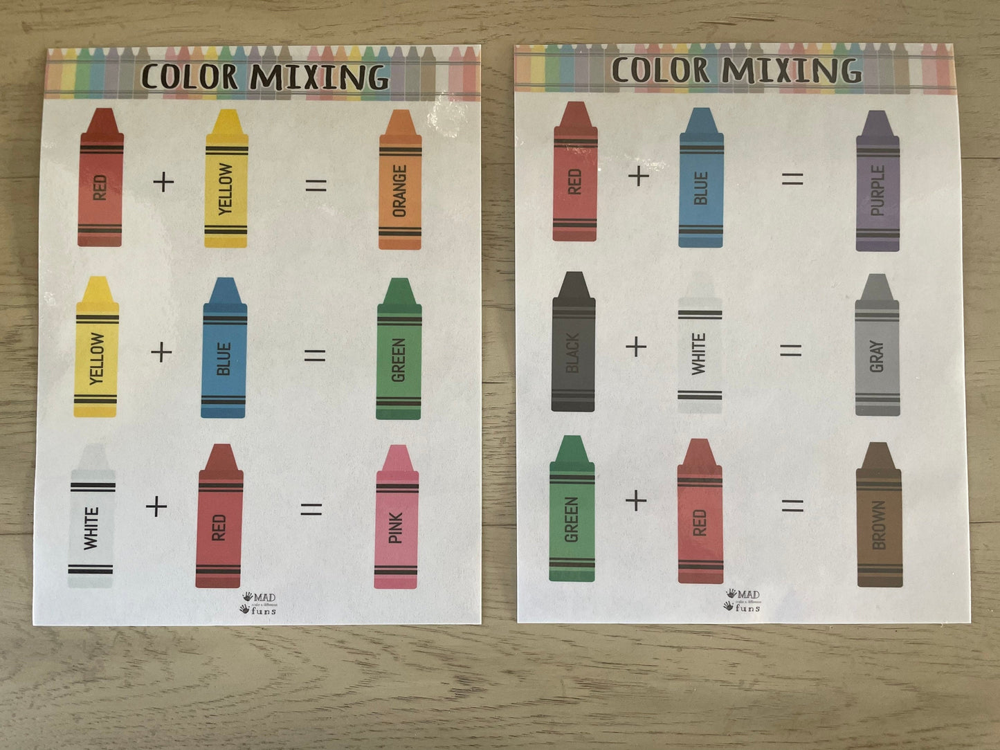 Color Mixing Crayon Activity |INSTANT PRINTABLE DOWNLOAD| Learn Colors Game Match|Toddler Busy Binder Activities|Educational Homeschool PreK