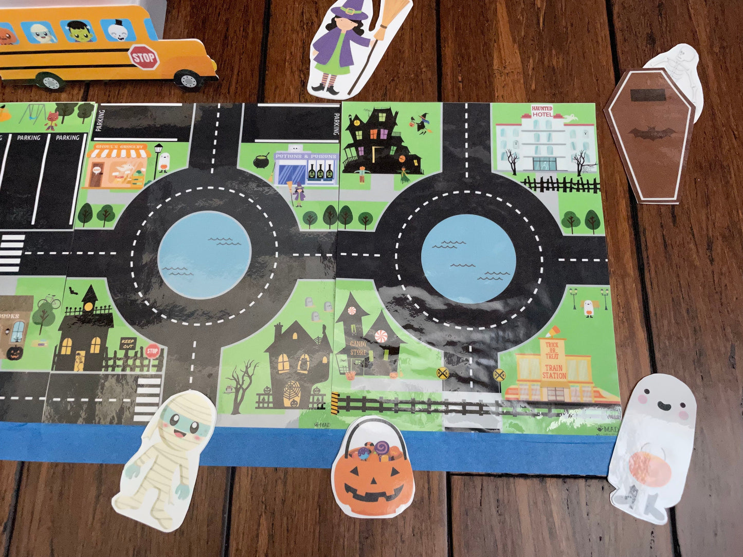 Halloween Town Toy Car Play Mat | INSTANT PRINTABLE DOWNLOAD | Kids Road Map | Hot Wheels MatchBox Car Race Track | Character Game Activity