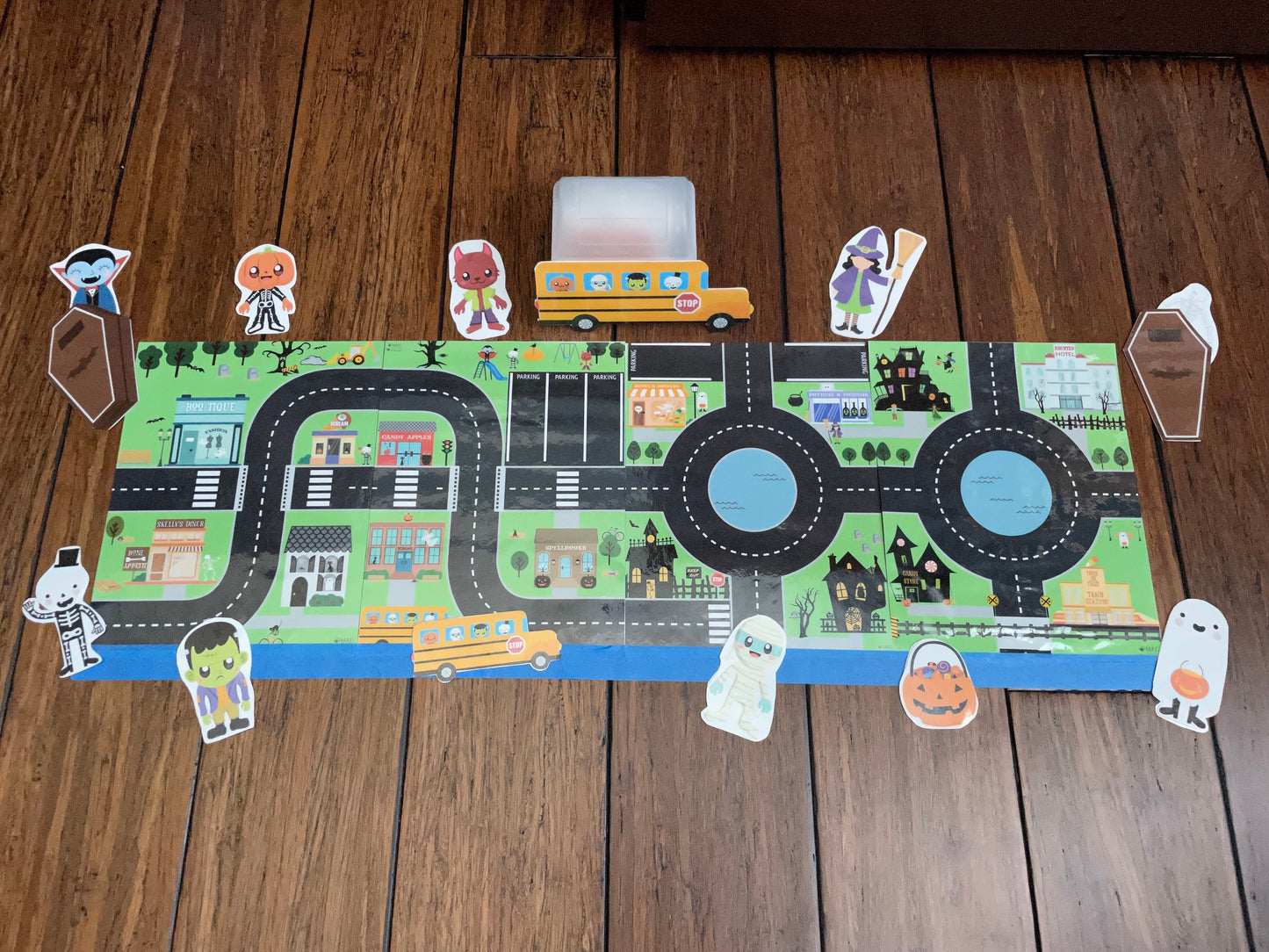 Halloween Town Toy Car Play Mat | INSTANT PRINTABLE DOWNLOAD | Kids Road Map | Hot Wheels MatchBox Car Race Track | Character Game Activity