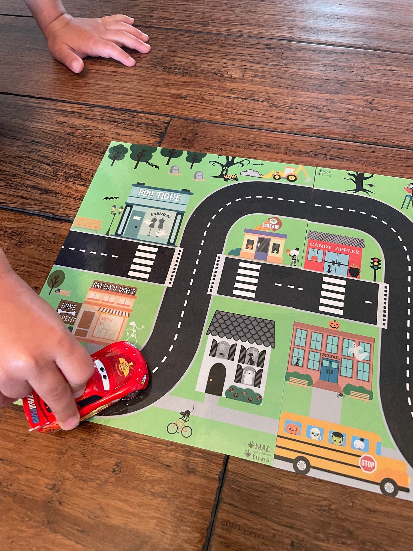 Halloween Town Toy Car Play Mat | INSTANT PRINTABLE DOWNLOAD | Kids Road Map | Hot Wheels MatchBox Car Race Track | Character Game Activity