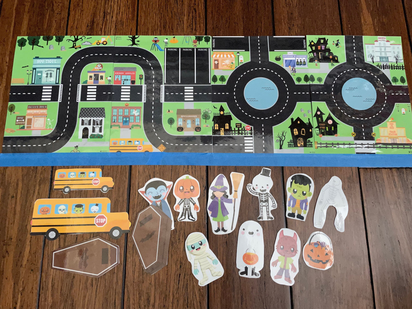 Halloween Town Toy Car Play Mat | INSTANT PRINTABLE DOWNLOAD | Kids Road Map | Hot Wheels MatchBox Car Race Track | Character Game Activity