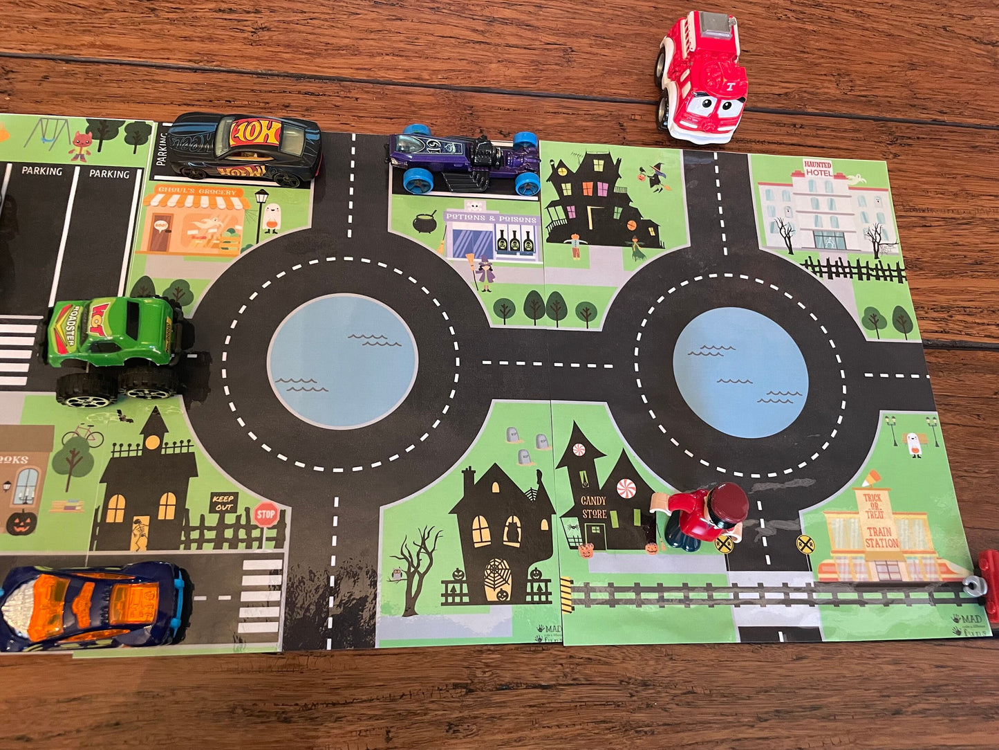 Halloween Town Toy Car Play Mat | INSTANT PRINTABLE DOWNLOAD | Kids Road Map | Hot Wheels MatchBox Car Race Track | Character Game Activity