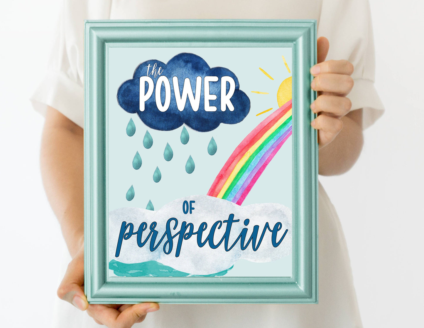 Power of Perspective Print | Digital Download| Motivational Quote Decor| Printable Wall Art| Positive Bedroom Nursery |Inspirational Rainbow