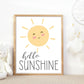 Hello Sunshine Print | Digital Download| Baby Room Quote Decor | Printable Wall Art | Sun Boy Girl Nursery Decor | 8x10 frame