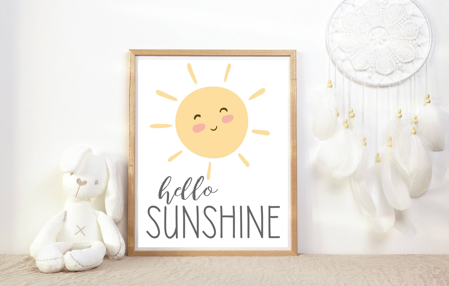 Hello Sunshine Print | Digital Download| Baby Room Quote Decor | Printable Wall Art | Sun Boy Girl Nursery Decor | 8x10 frame