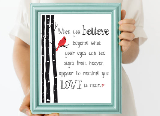 Cardinals Appear, When You Believe Print | Digital Download | Cardinal Loved One Grief Quote Decor | Printable Wall Art | Inspirational Art