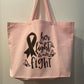 Her Fight is Our Fight Tote Bag | Breast Cancer Awareness Ribbon Team Bag Gift | Inspirational School Canvas Tote for Survivor Fighter