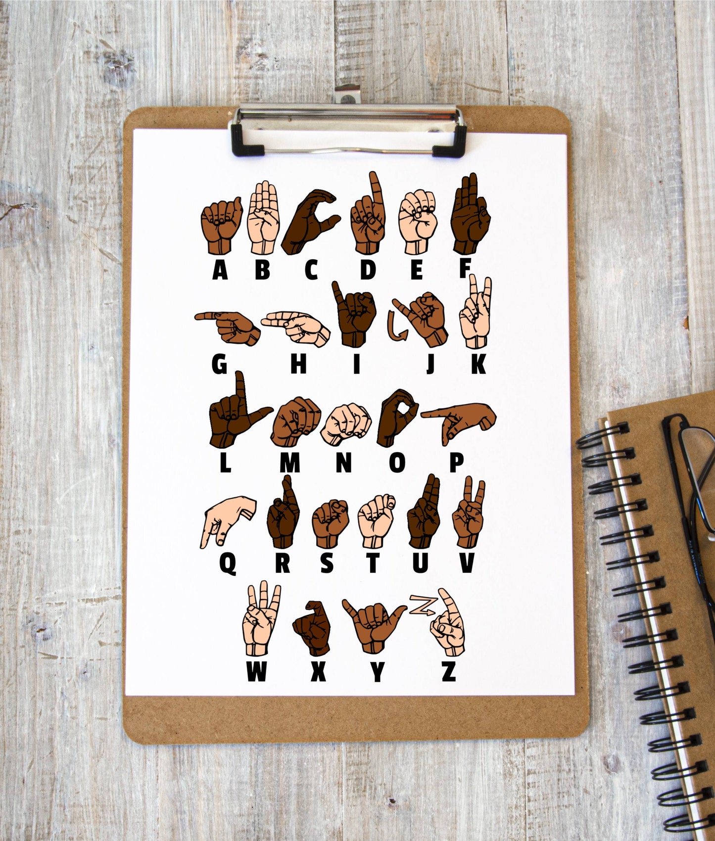 American Sign Language Poster | ASL Alphabet | Instant DIGITAL DOWNLOAD Printable Wall Art |Neutral Classroom Decor| abc Print | Homeschool