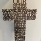 The Lord's Prayer Hanging Wooden Cross | Religious Spiritual Wall Art Gift | Wood Laser Cut Cross | Our Father Wording