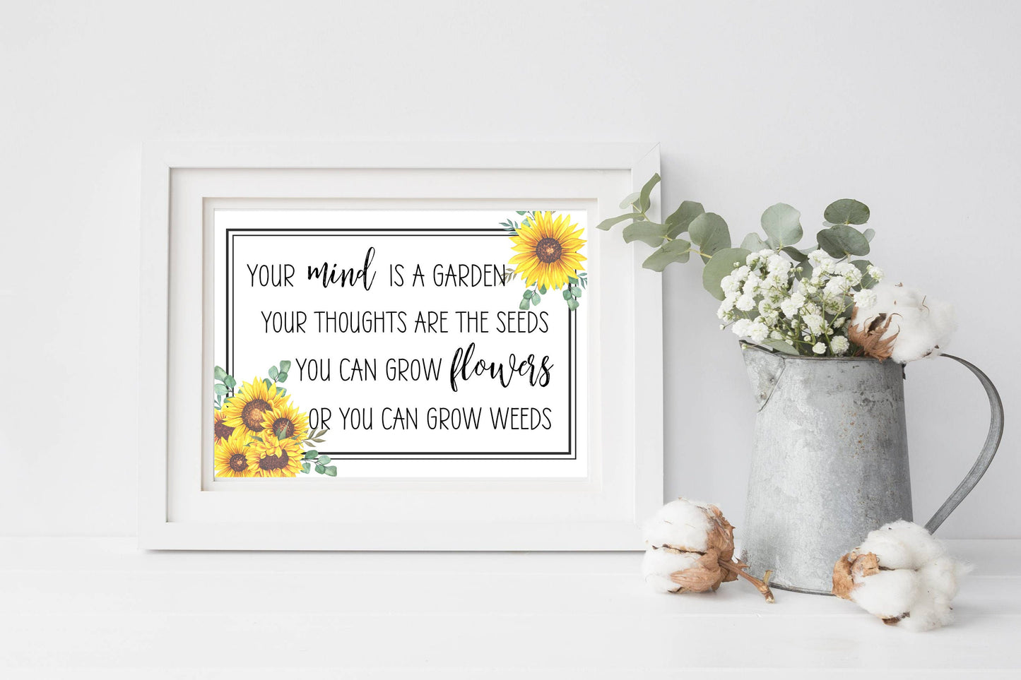 Your Mind is a Garden Print | Digital Download| Motivational Quote Decor| Printable Wall Art| Bedroom Nursery Decor|Inspirational Positive